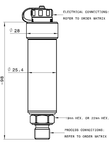 technical drawing for GD4200-USB digital pressure transmitter