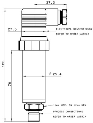 Technical drawing for GS4200 general purpose pressure transmitter