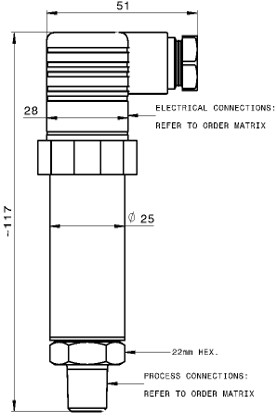 Technical drawing for GS4600 Universal Pressure transmitter