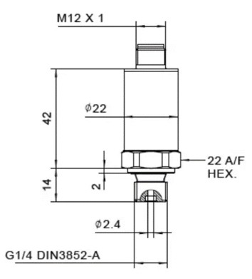 Technical drawing for GS4700 compact OEM pressure transmitter