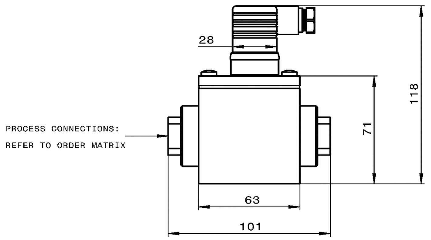 Technical drawing for PR3200 high pressure differential transmitter