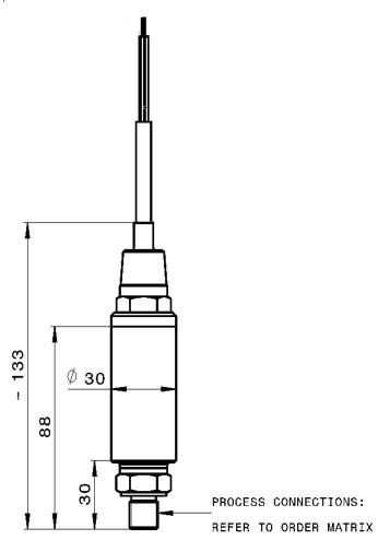 Technical drawing for PR3900 hazardous area pressure transmitter