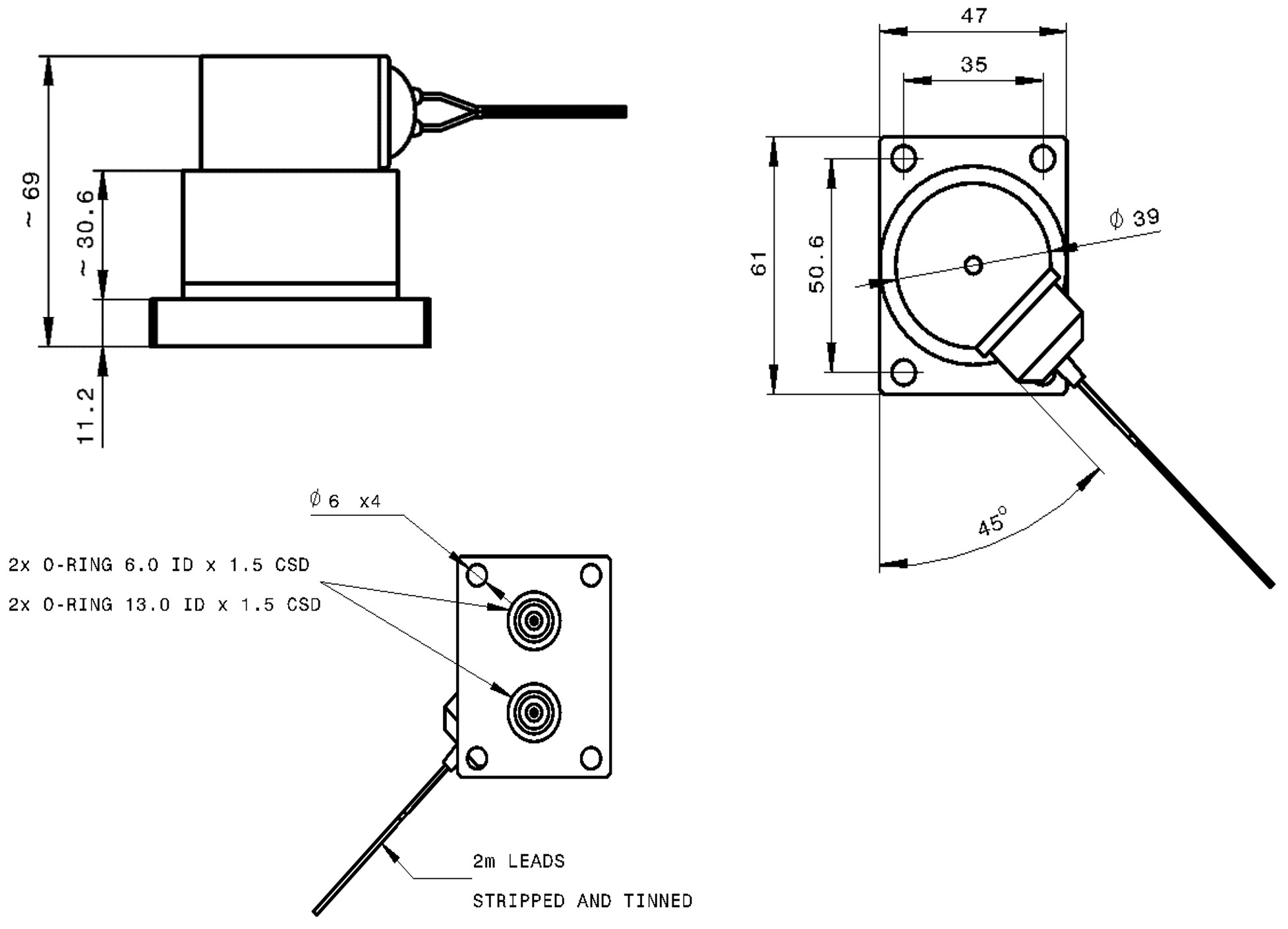 Technical drawing for PR3920 differential subsea pressure transmitter